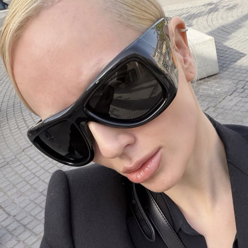 Damen trendige oversized Sonnenbrille mit markantem Schildpatt-Design Brehn