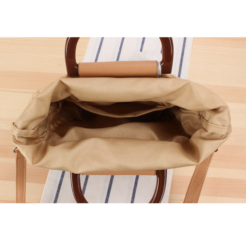 Designer-Handtasche mit Stilvollem Holzgriff und Praktischem Abnehmbaren Schulterriemen Brehn