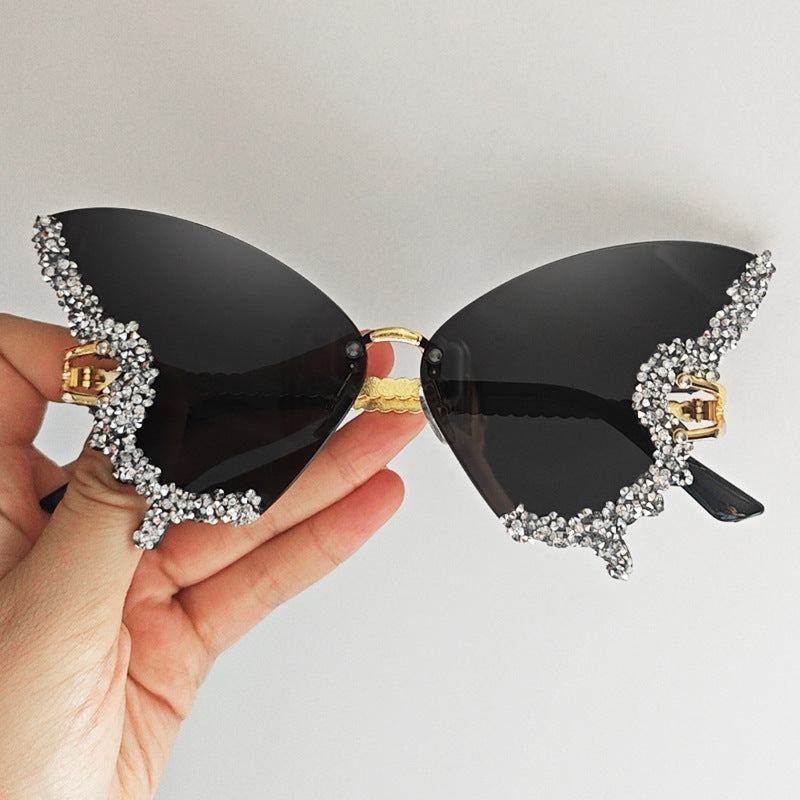 Damen extravagante Sonnenbrille mit funkelndem Butterfly-Design Brehn