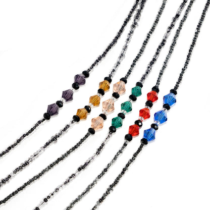 Elegante lila Perlen Brille Kette Brehn