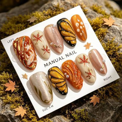 Künstlerisches herbstliches manuelles Nageldesign-Set