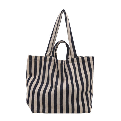 Langlebige gestreifte Canvas Strandtasche