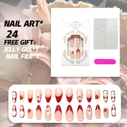 Elegantes Floral Press-On Nail Set