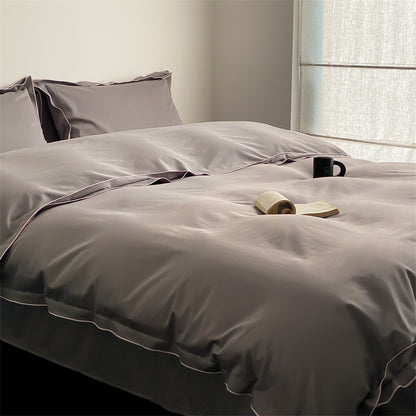 Luxuriöses Bettwäsche-Set aus Satin-Mikrofaser mit feiner Paspelierung