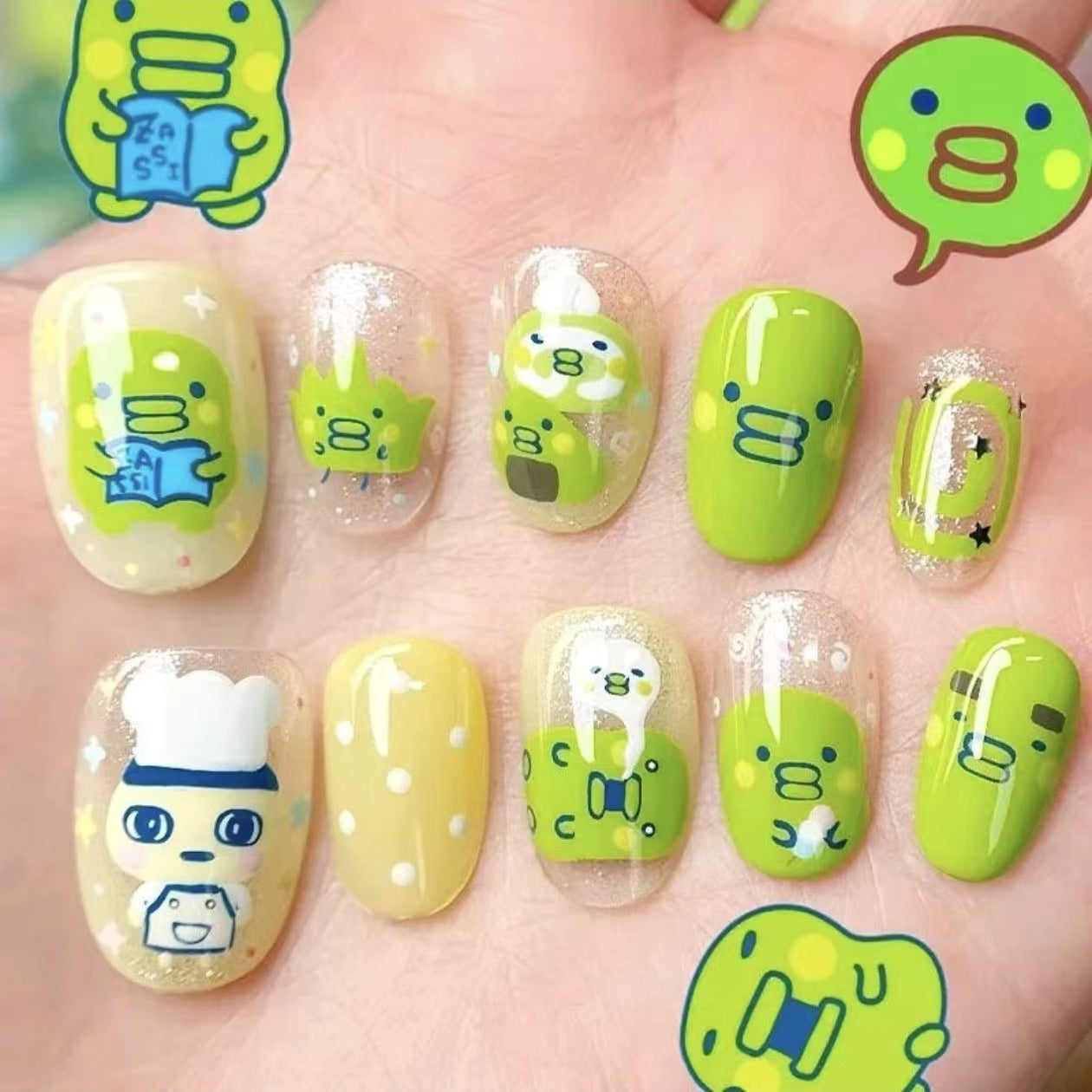 Kreative Cartoon Press-On Nagelkunst Brehn