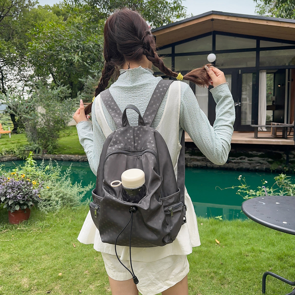 Stilvolle gepunktete Drawstring-Rucksack Brehn