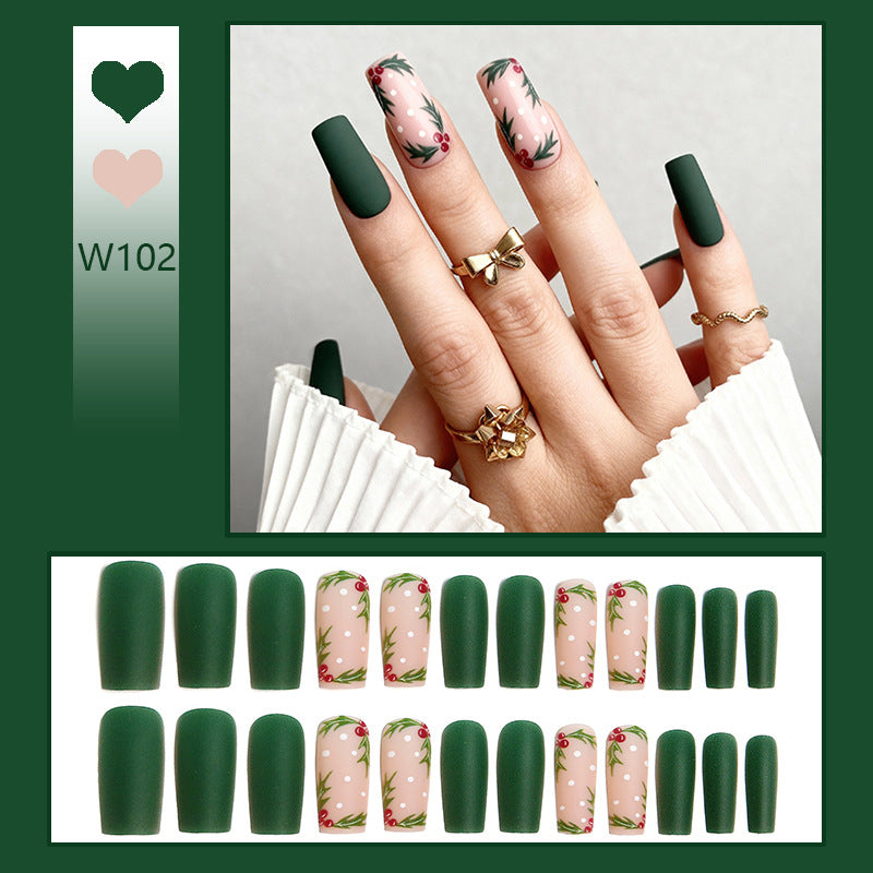 Kunstnagelset mit festlichem Weihnachtsdesign und eleganten 3D-Verzierungen Brehn