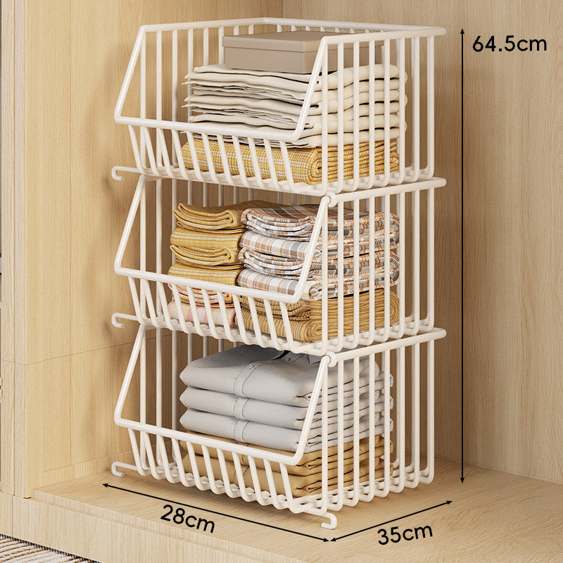 Drei-Tier Stapelbarer Draht Kleiderschrank Korb Organizer