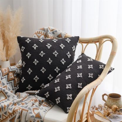 Dekorativer Kissenbezug im Boho‑Skandi‑Mix mit handtuftetem 3D‑Diamantrelief Brehn