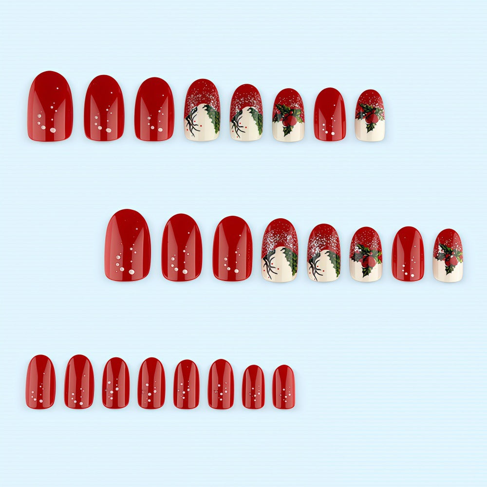 Weihnachtskunstnägel mit festlichem Glitzermuster und Weihnachtsmotiven Brehn