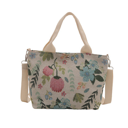 Niedliche Erdbeer-Print-Canvas-Shopper-Tasche