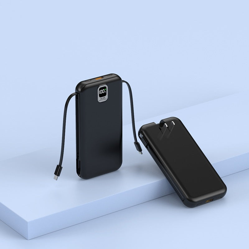 Tragbare Powerbank mit integriertem Ladekabel und LED-Display Brehn