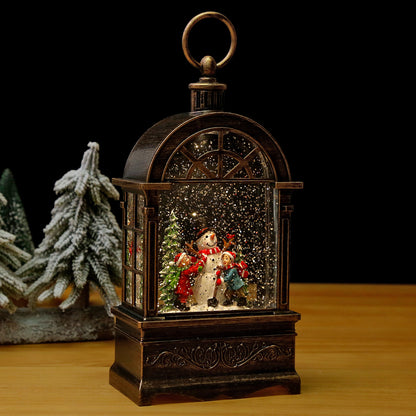 Nostalgische Weihnachtslaterne mit Schneefall und beweglicher Weihnachtsmann-Szene Brehn