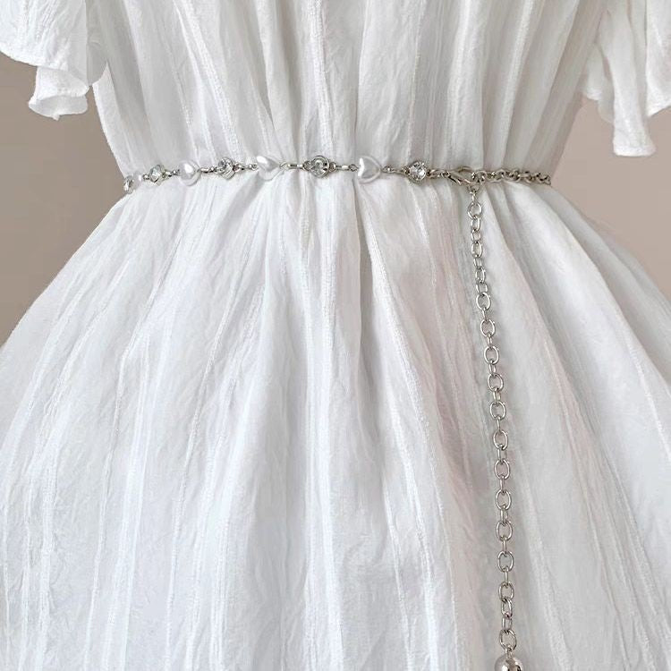 Elegante Kette mit Perlen und Herzanhängern Brehn