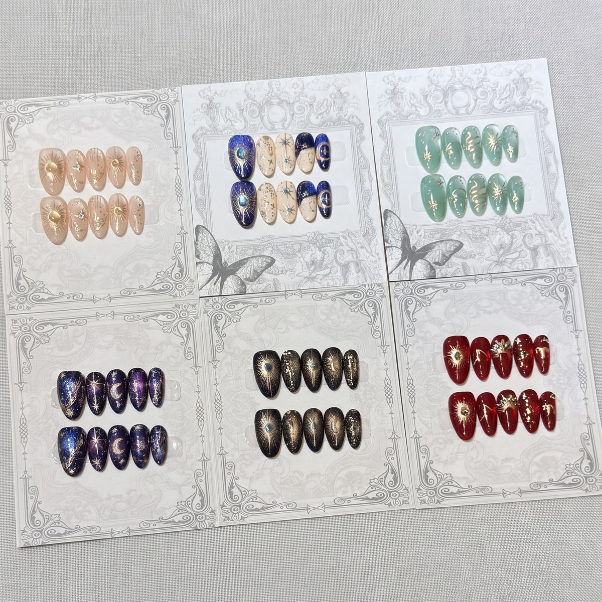 Dekorativer Press-On-Nagelset mit himmlischen Akzenten Brehn