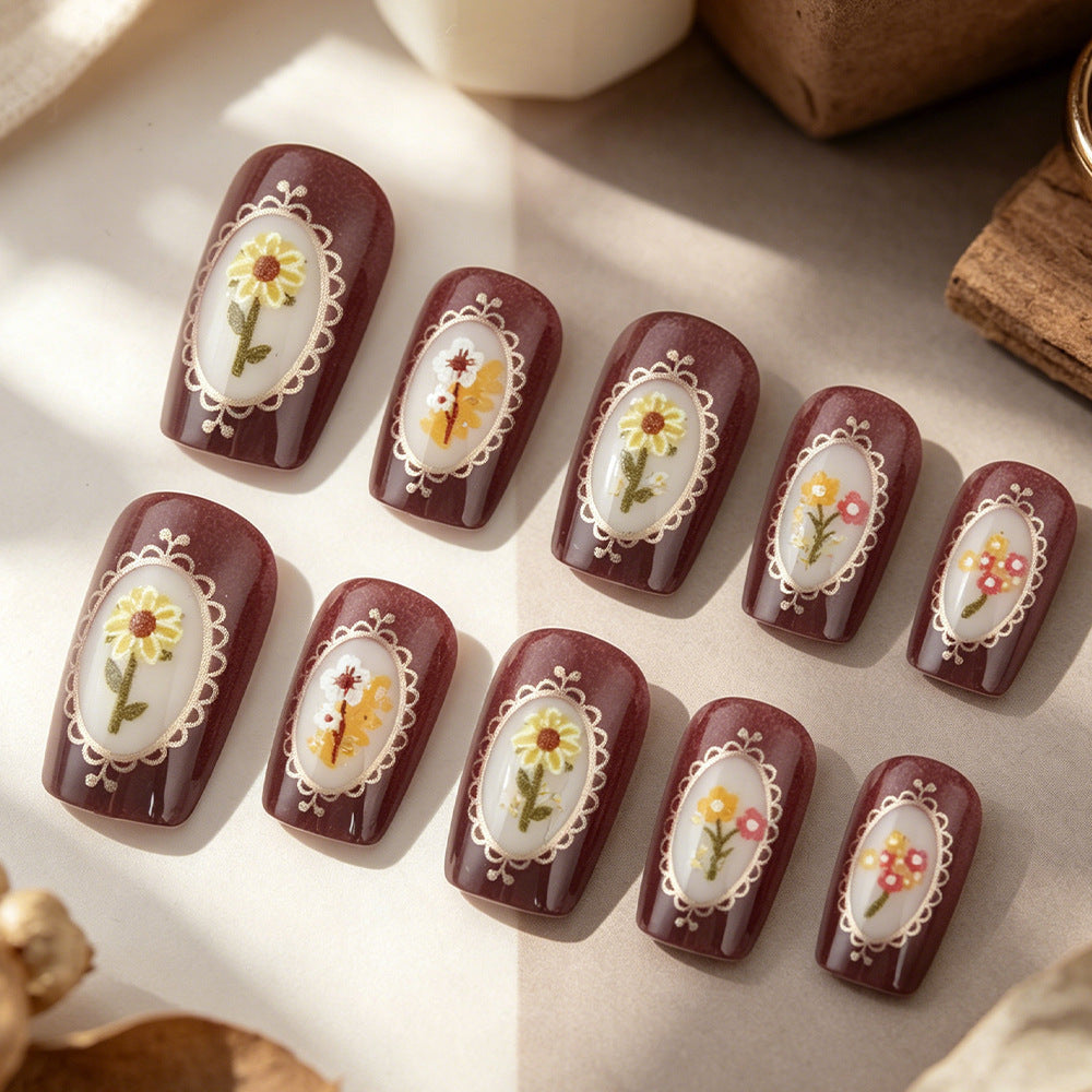Blumen Art Gel Nagel Set Brehn