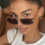 Damen modische rechteckige Sonnenbrille mit minimalistischem Rahmen Brehn