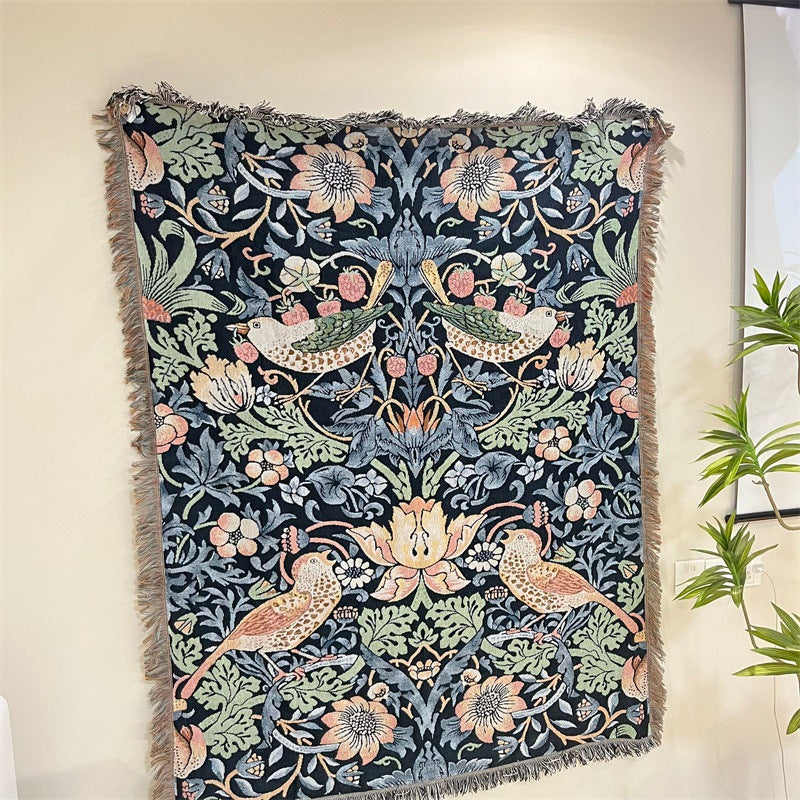 Verschnörkelte florale Wandteppich-Wurfdecke