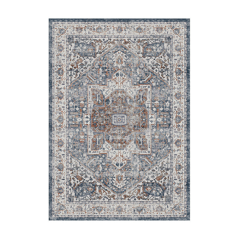 Vintage Distressed Persian-Style Machine-Woven Low-Pile Area Rug