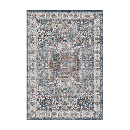 Vintage Distressed Persian-Style Machine-Woven Low-Pile Area Rug
