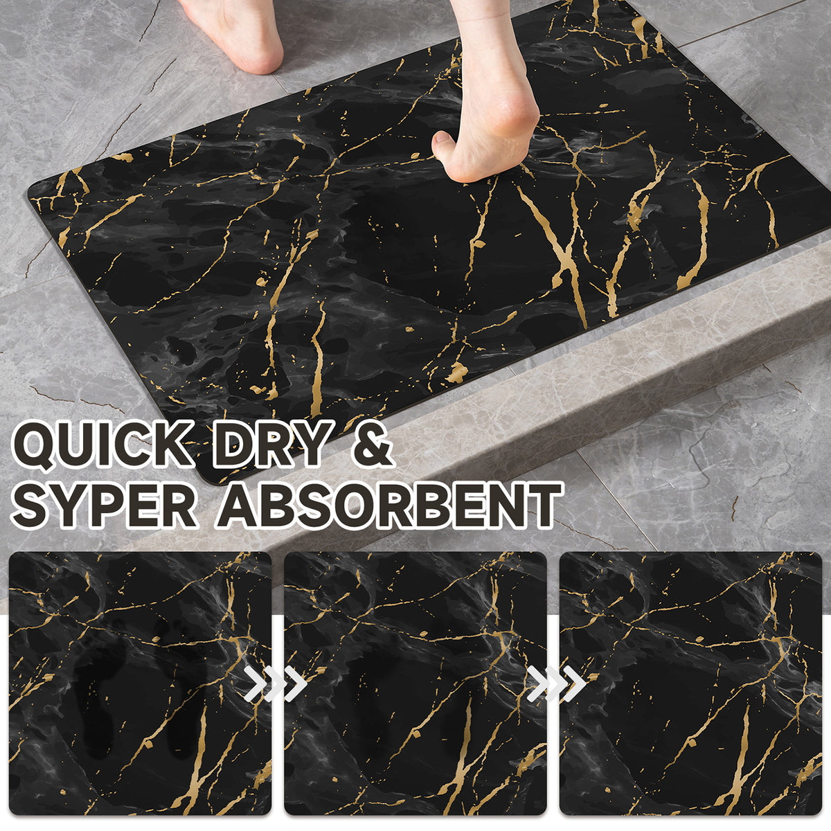 Luxuriöses Marmor Muster Badematten-Set
