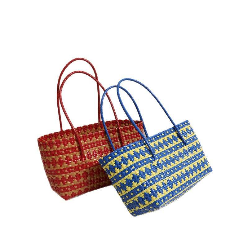 Damen Korbtasche mit farbenfrohem Flechtdesign Brehn