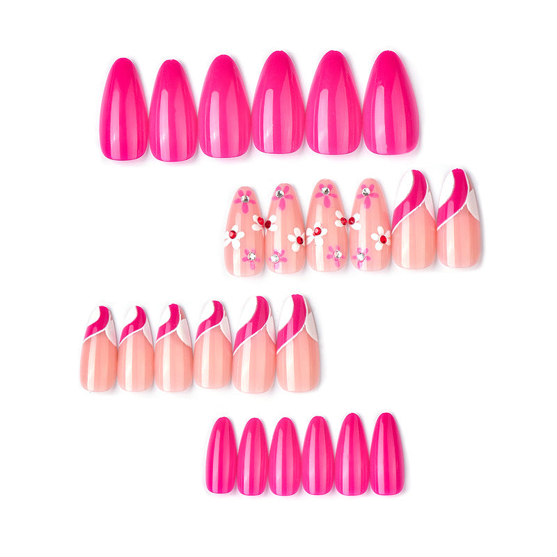 Künstlerisches Press-On Nagelkunst Set mit floralem und Ombre-Designs Brehn