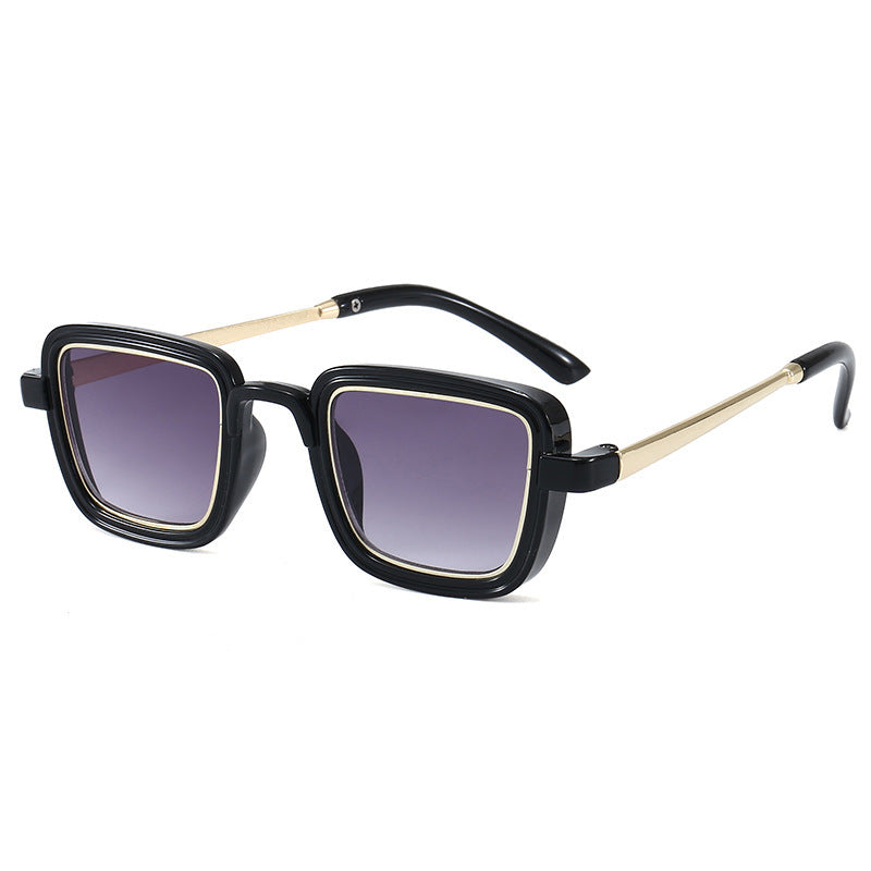 Damen quadratische Sonnenbrille mit transparentem Rahmen und goldenen Akzenten Brehn