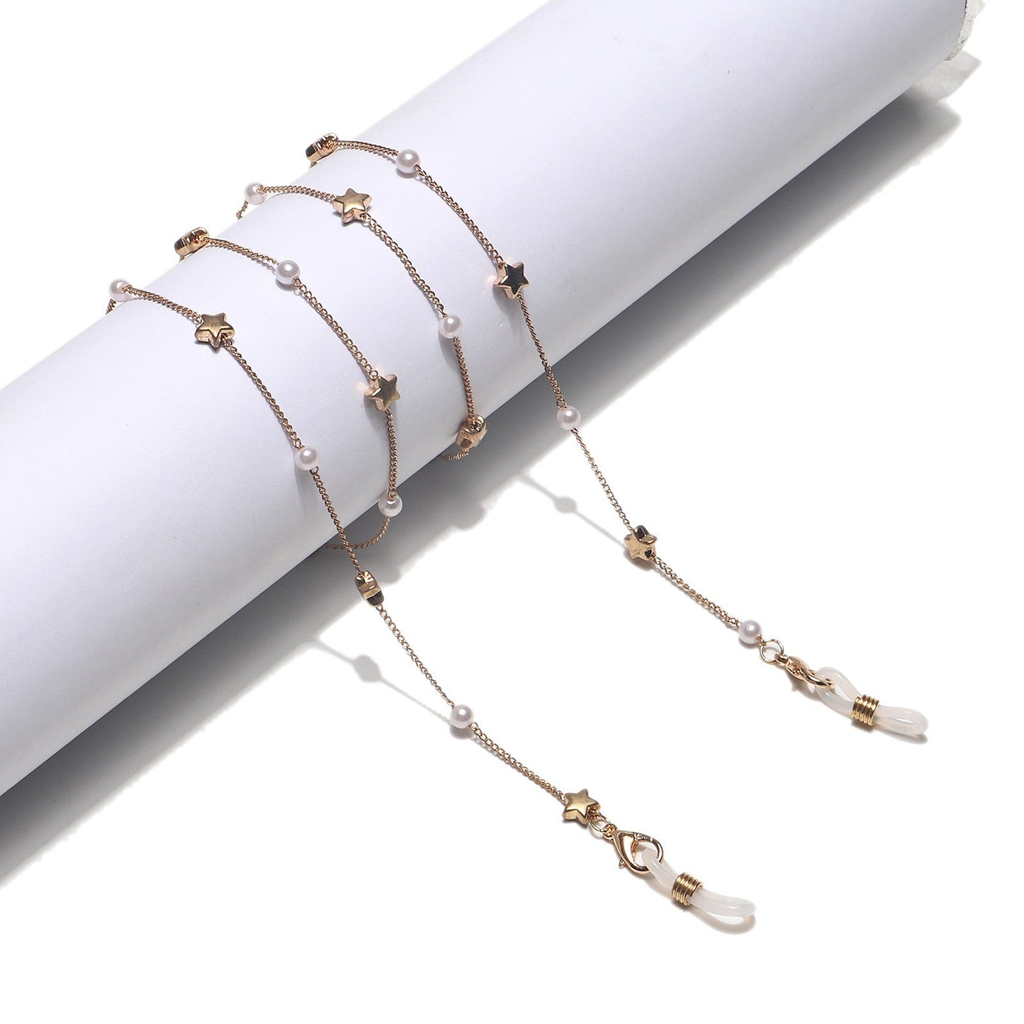 Eleganter herzförmiger Perlenkette Brillenhalter Brehn