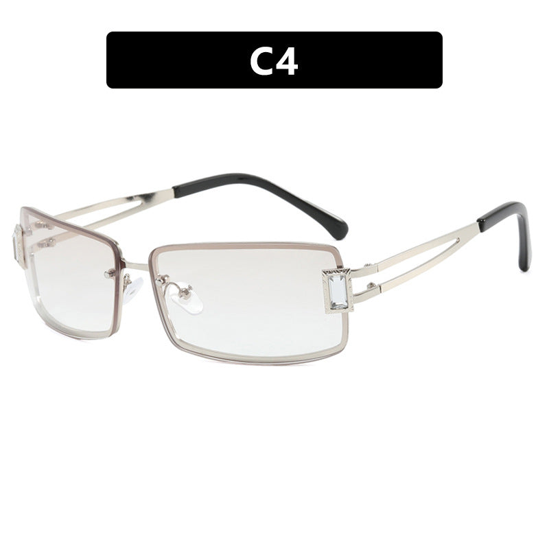 Damen stilvolle Sonnenbrille mit eleganten trapezförmigen Gläsern und filigranem Metallrahmen Brehn