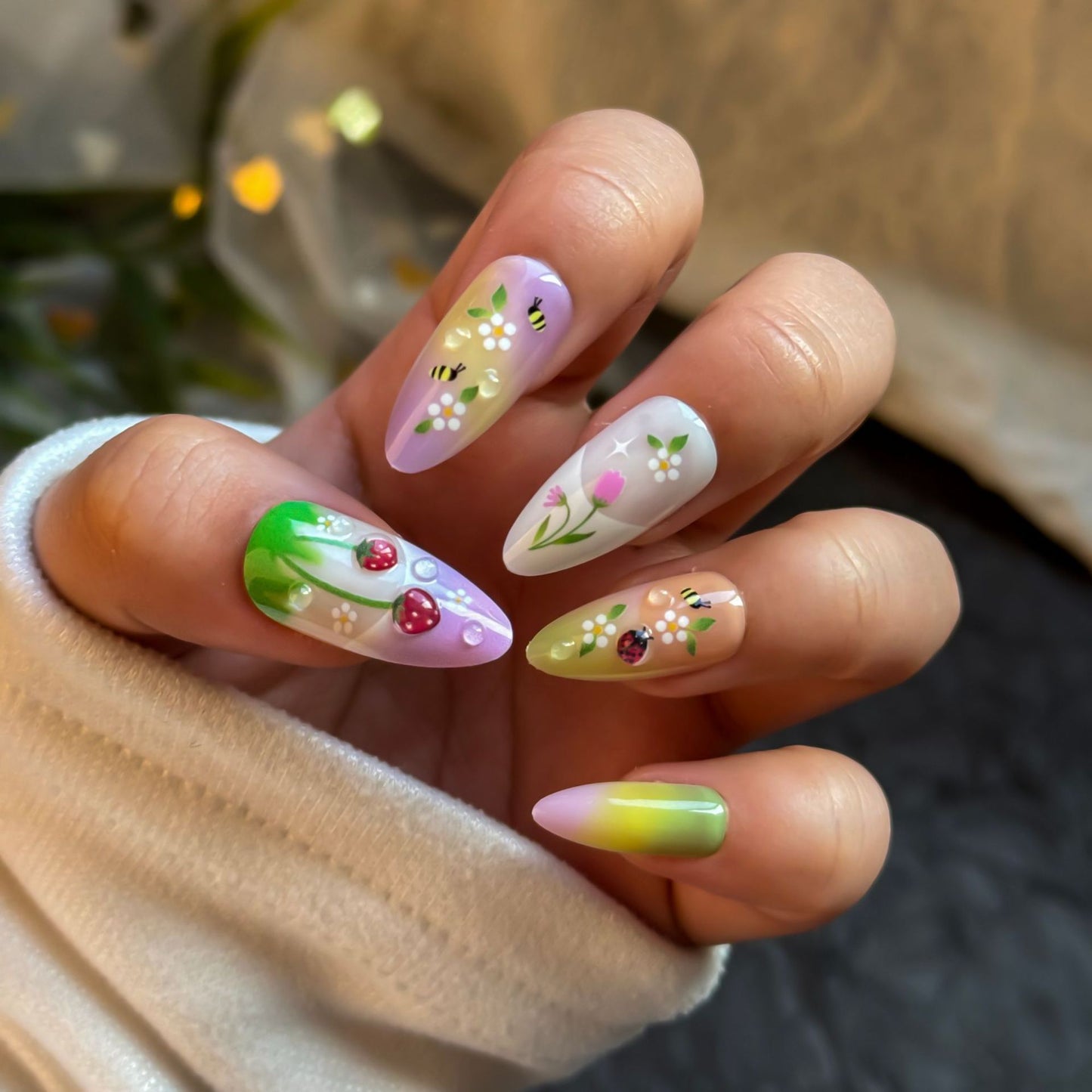 Künstlerisch Blumenthemen Press-On Nägel Brehn