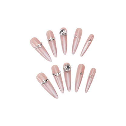 Glamouröse mit Strass verzierte Stiletto Press-On Nägel Brehn