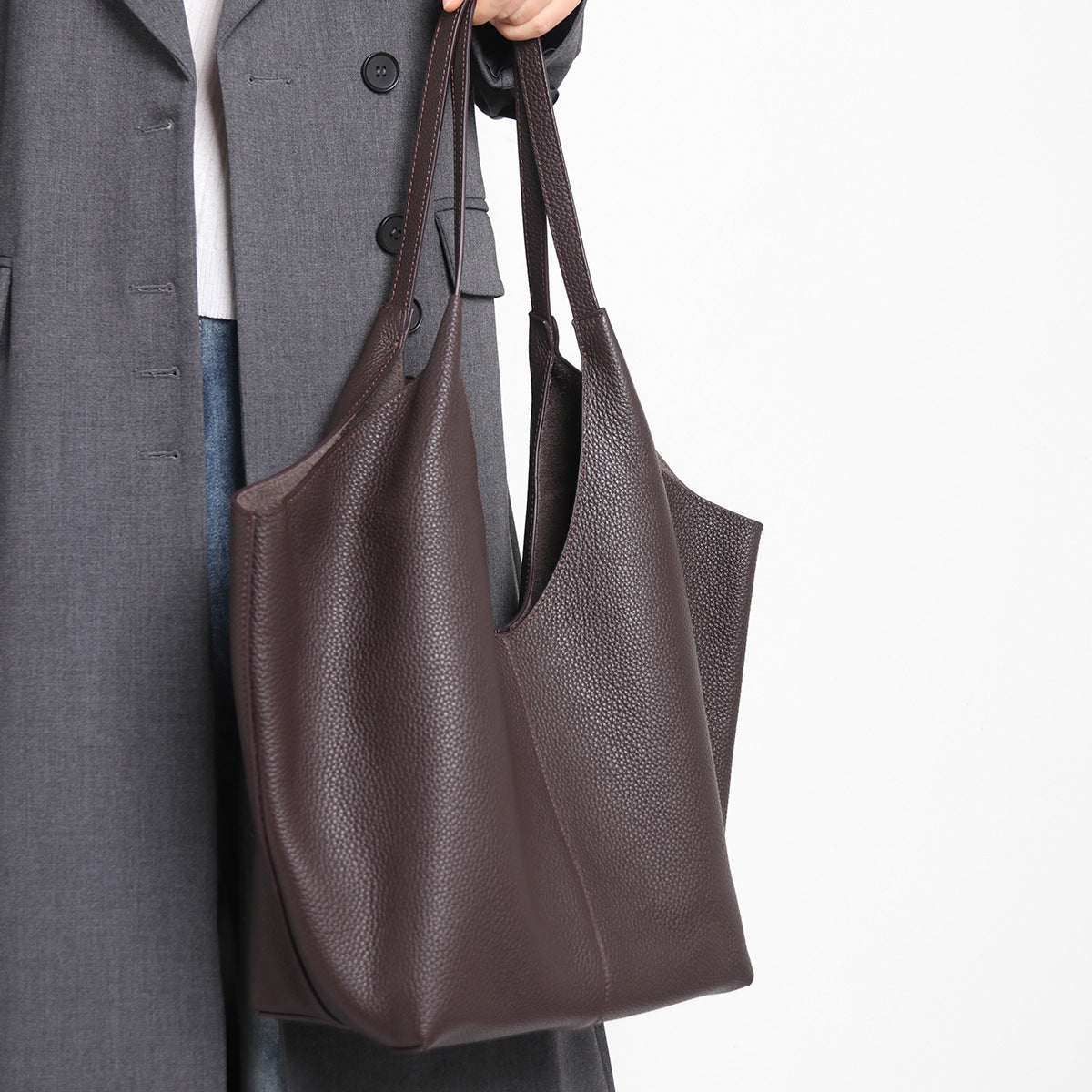 Gepunktetes Leder Große Schulter Tasche