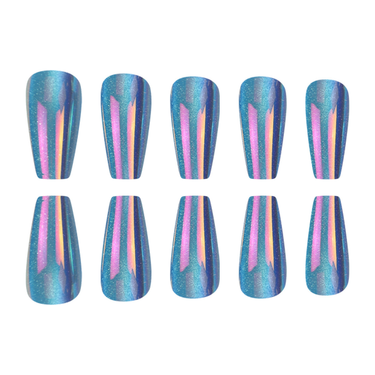 Glänzende Press-On-Nagelerweiterungen mit Glitzerstreifen Brehn
