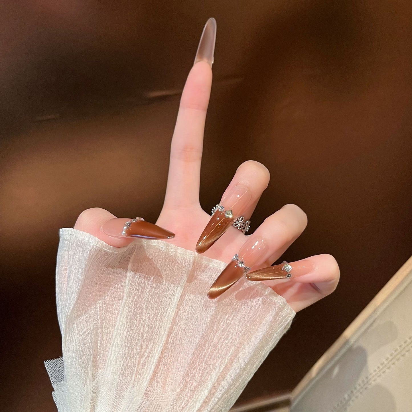 Glamouröse Lange Stiletto Press-On Nagelverlängerungen Brehn 1787316087