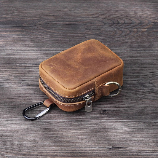 Leder Reißverschluss Schlüsselanhänger Tasche