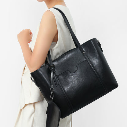 Strukturiert Leder-Optik Tote Bag mit abnehmbarem Beutel