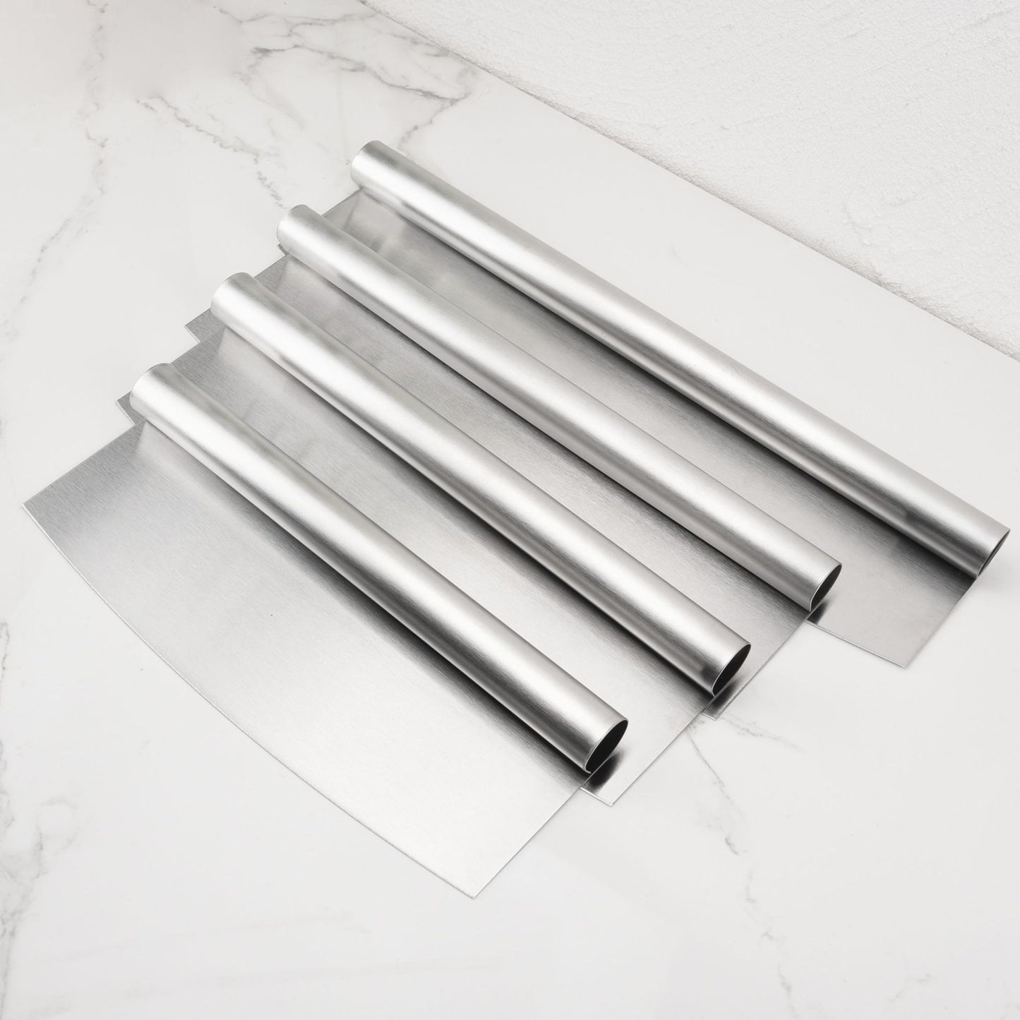 Professionelles Edelstahl Teigroller-Set mit Vier Längen und Halter Brehn