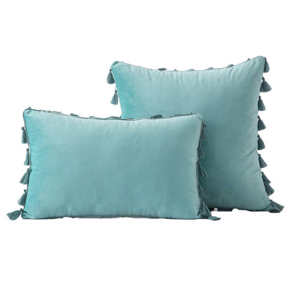 Velvet Quaste-Trim Quadrat und Lenden Dekokissen Set