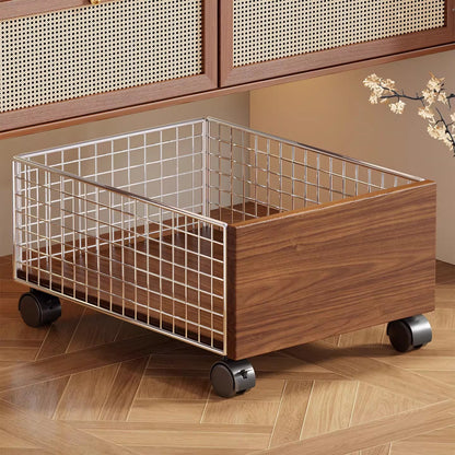 Niedrigprofil-Roll-Lagerunterbett-Schublade mit Metalldrahtgitter und Holzplatte