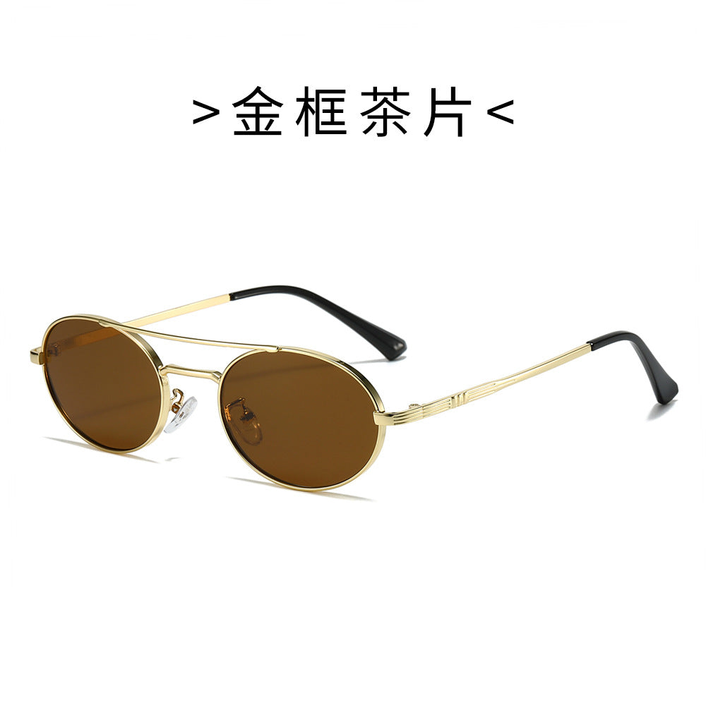 Damen Modische Oval-Sonnenbrille im minimalistischem Design Brehn