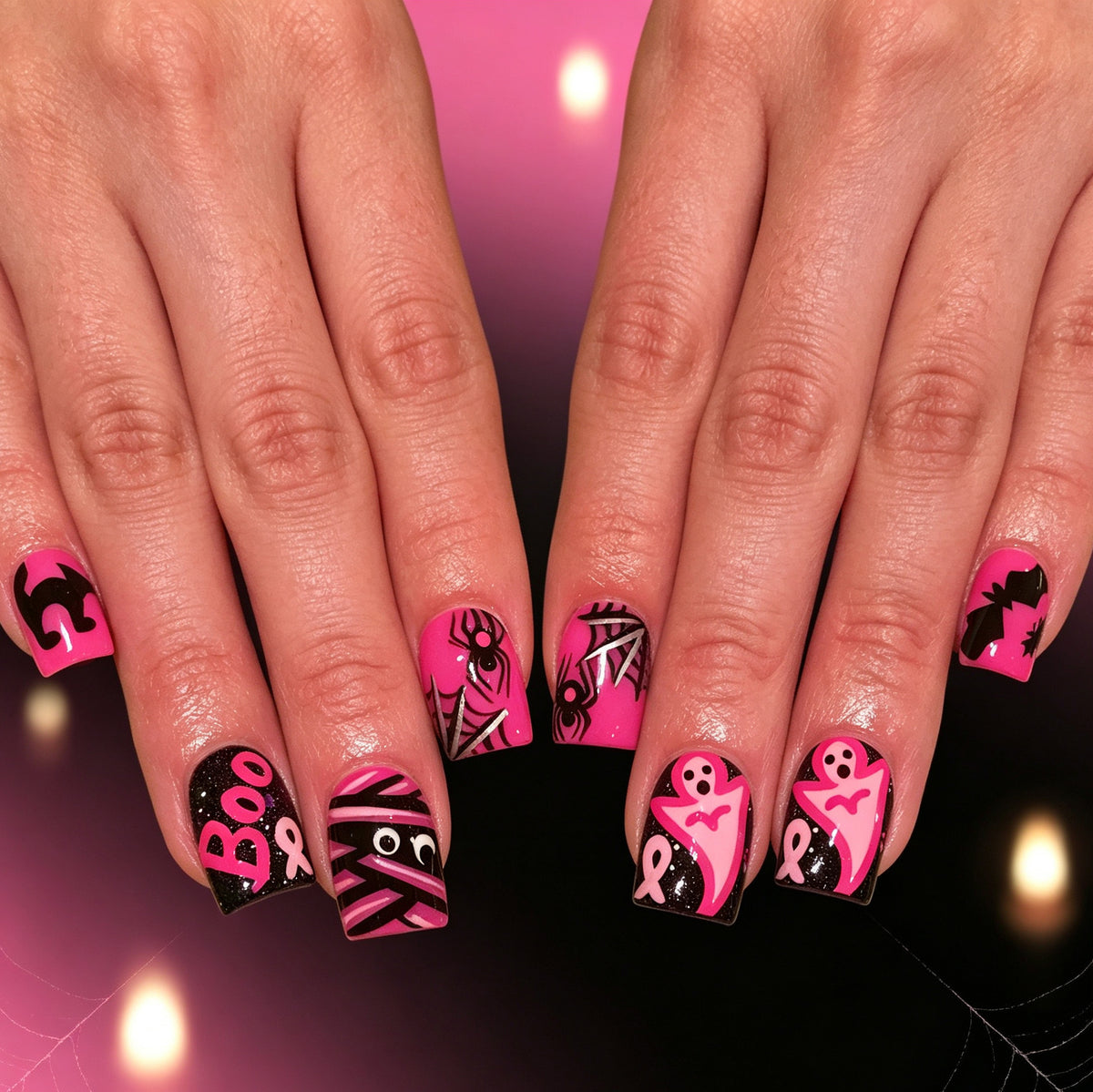Halloween-Themen Spinnen- und Gespenster-Nagelkunst-Set Brehn