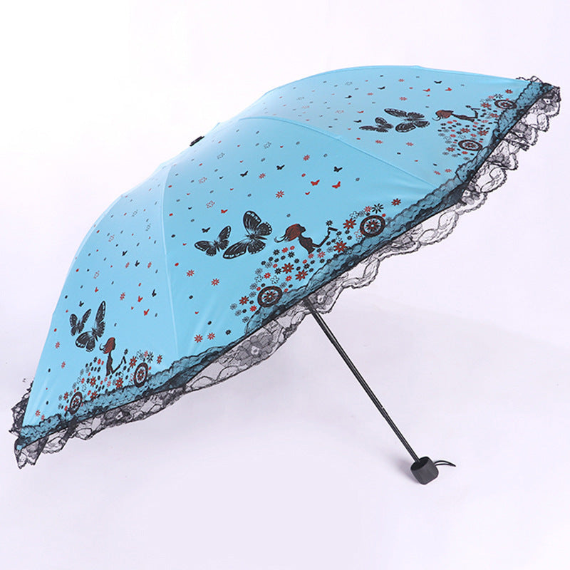 Damen Sonnenschutzschirm mit romantischem Schmetterlingsdesign Brehn