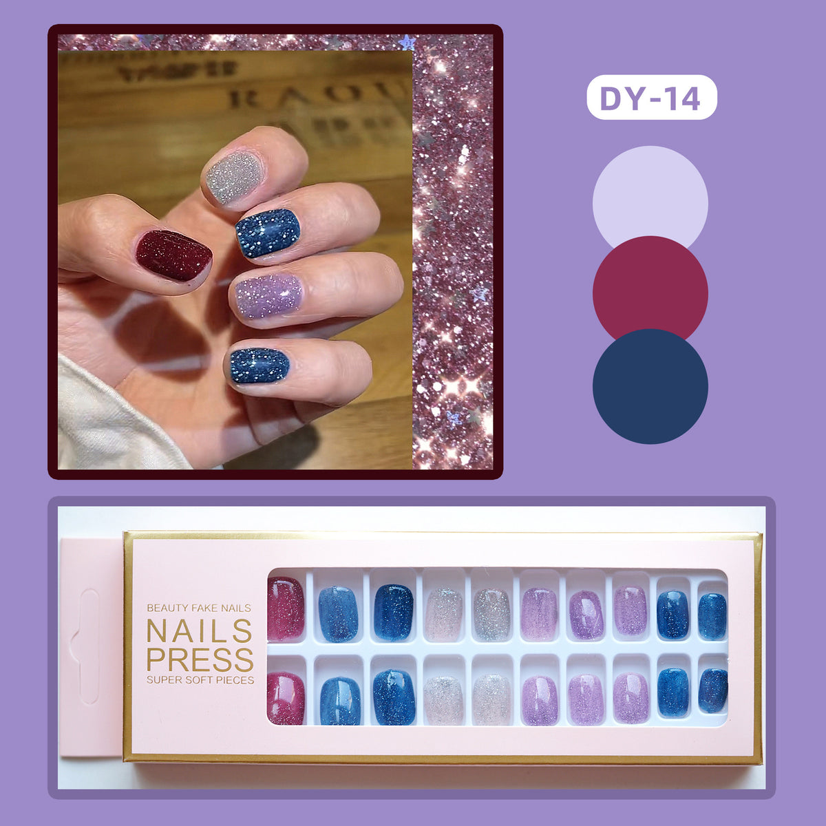 Glitzernde Press-On Nagel Kollektion Brehn