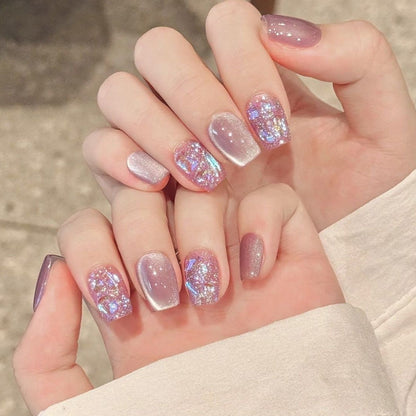 Glitzernde Gel Press-On Nagelkunst Set Brehn