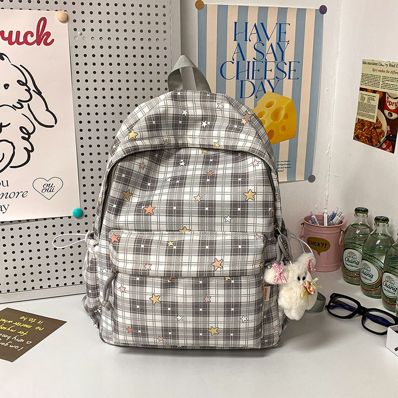 Stylischer Mehrfach-Taschen Karo Rucksack Brehn