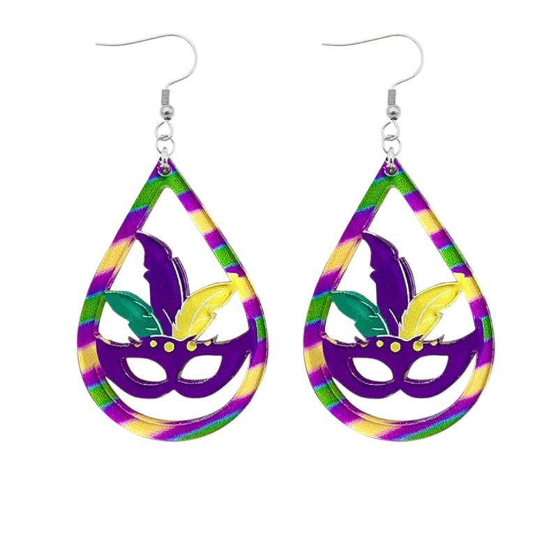 Festliche Mardi Gras Masken Ohrringe Brehn