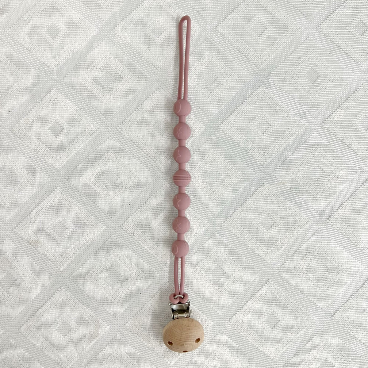Silikonperlen Schnullerkette mit Holz-Sicherheitsclip