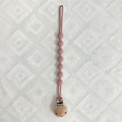 Silikonperlen Schnullerkette mit Holz-Sicherheitsclip