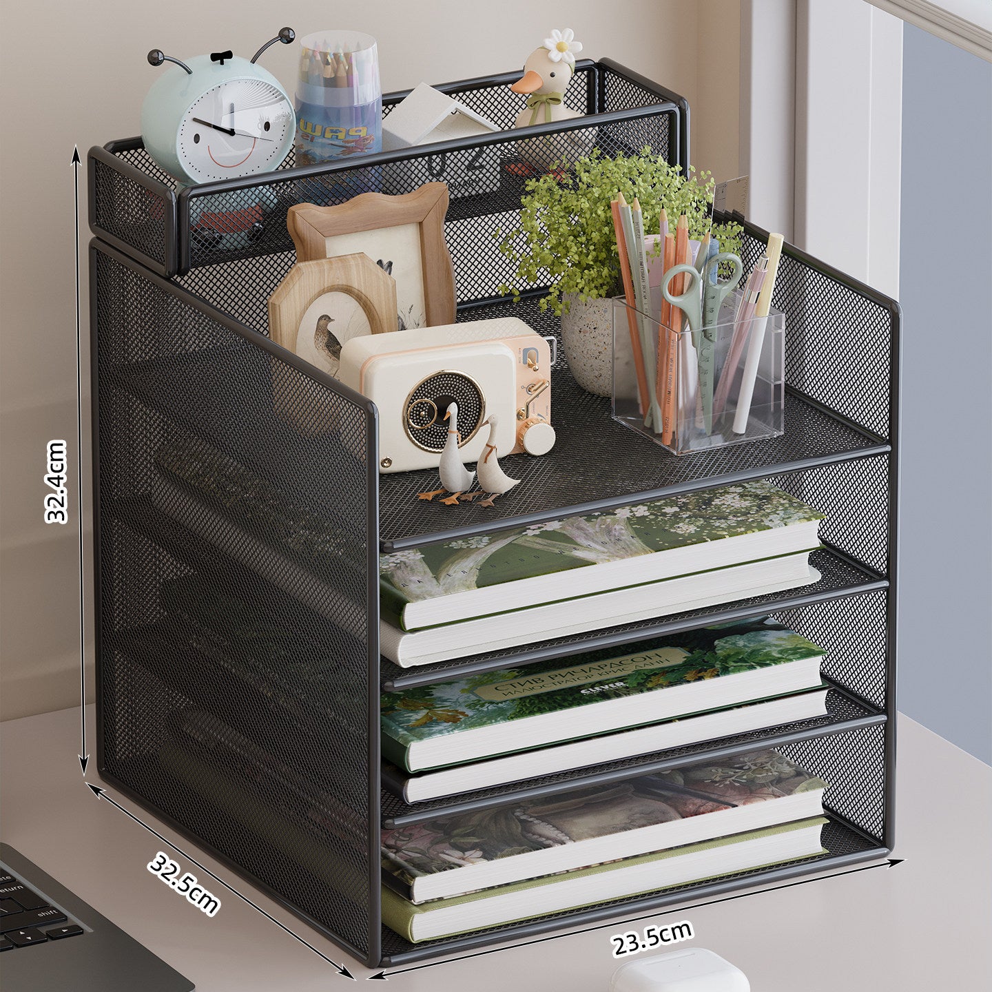 Mehrstufiger Mesh-Desktop-Organizer mit Dokumentenhaltern Brehn